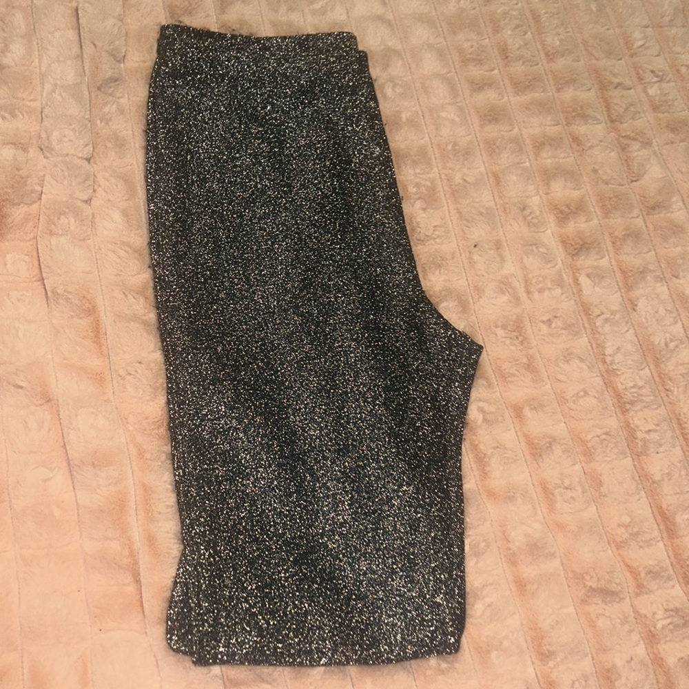 Black and Silver Glitter Leggings Size Small